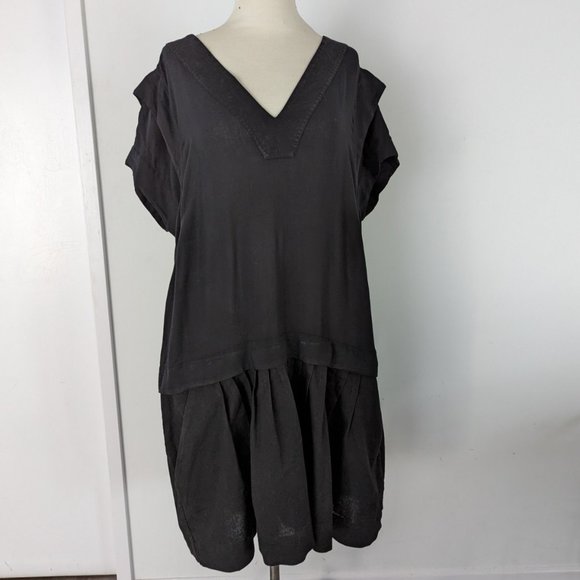 Tambourine Dresses Tambourine Brand Black Mini Dress With Vneck And